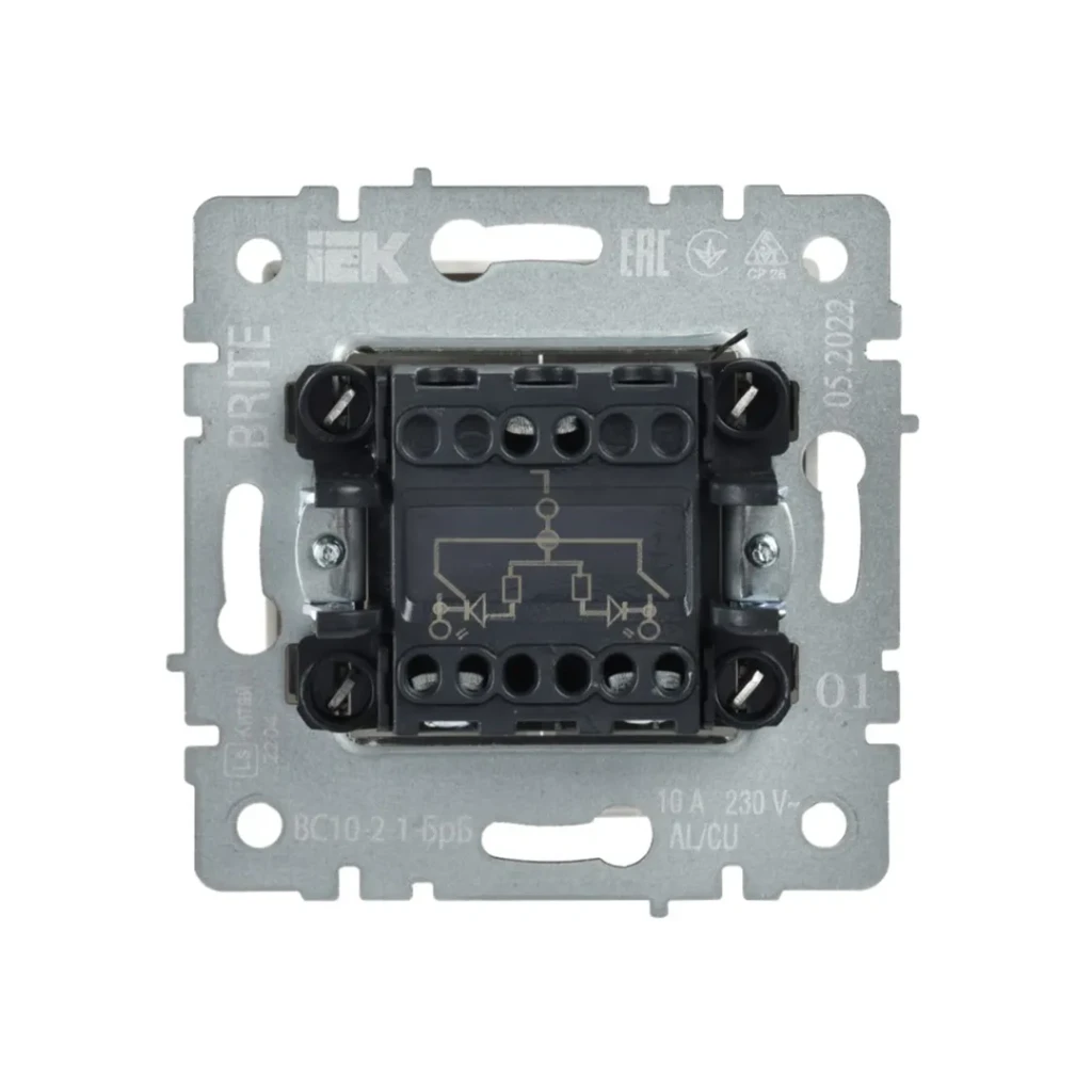 Двойной выключатель с индикатором brite 10 a 220 - 240 в белый iek 2