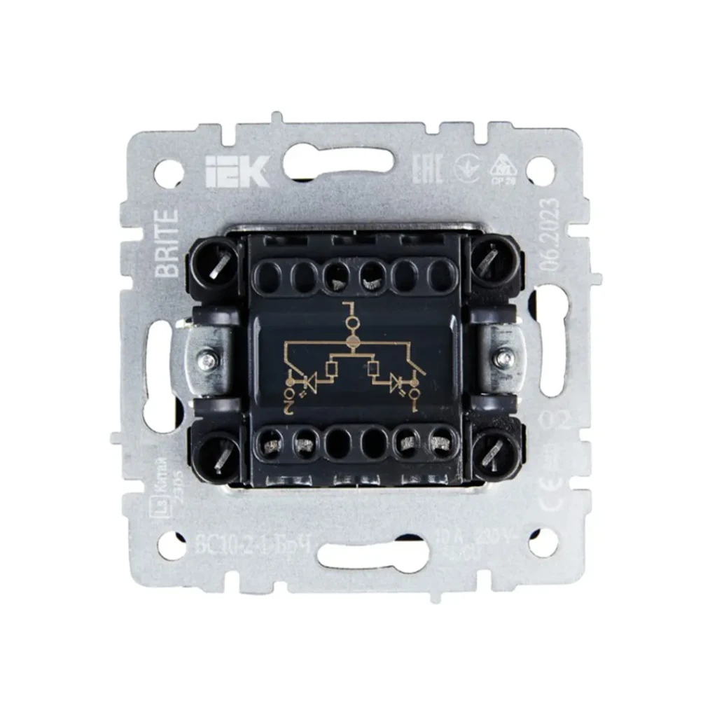 Întrerupător dublu cu indicator brite 10 a 220 - 240 v negru iek 2