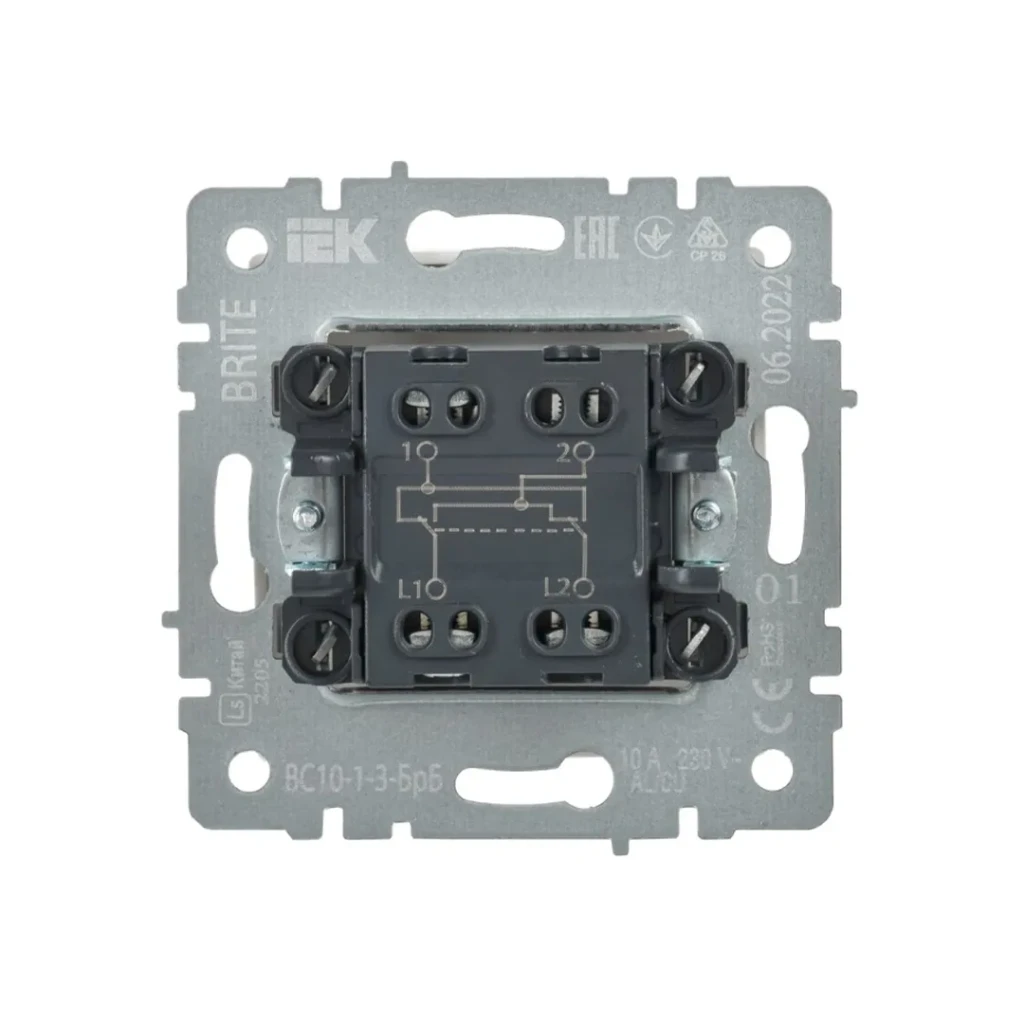 Переключатель перекрёстный brite 10 a 220 - 240 в белый iek 2
