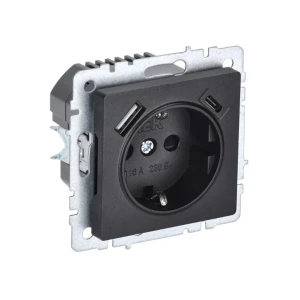 Priză cu usb brite 16 a 220 - 240 v negru iek
