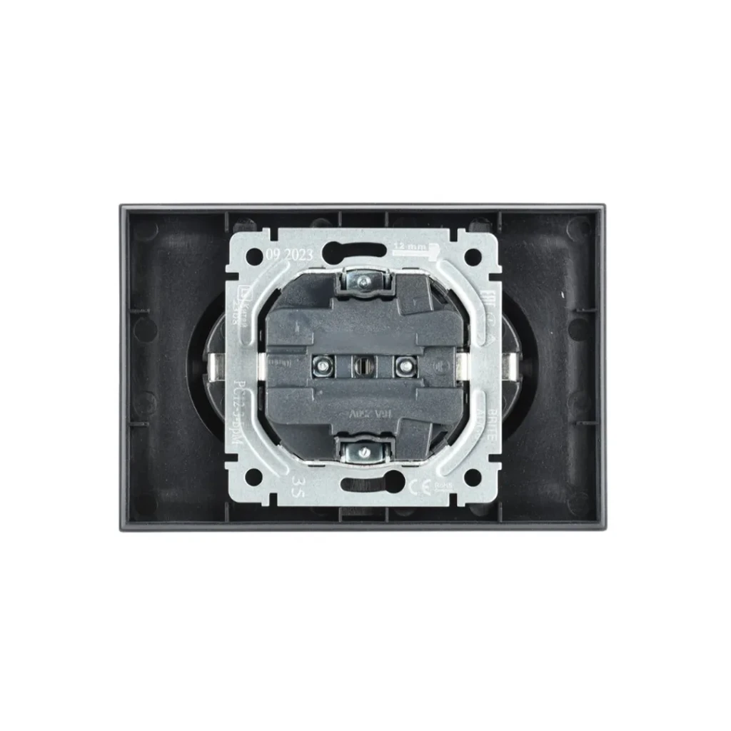 Двойная розетка с заземлением brite 16 a 220 - 240 в маренго iek 2