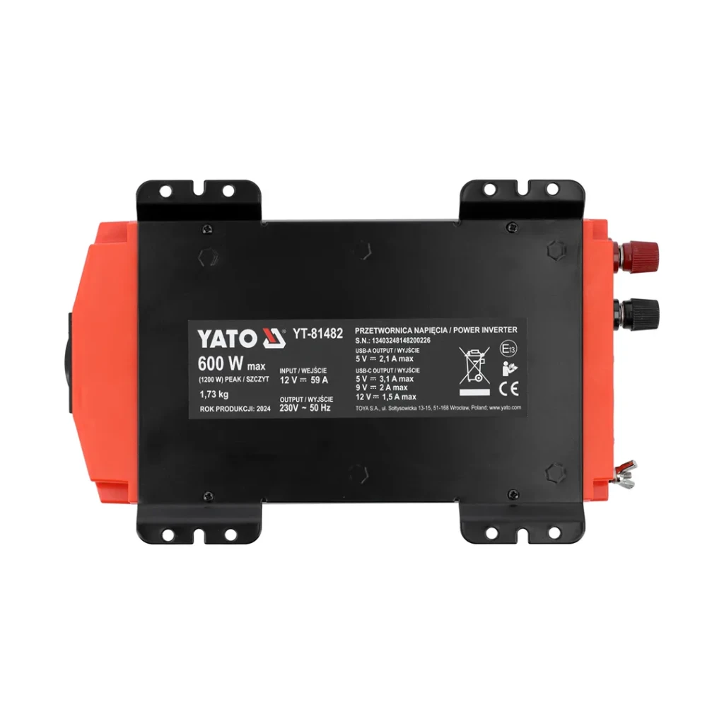 Инвертор 600 вт 12 в 230 в yato 5