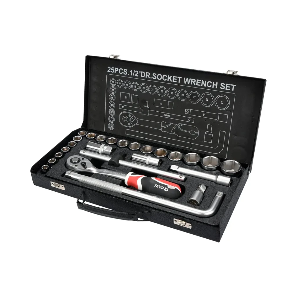 Set de chei tubulare cu clichet 1/2" 25 buc. yato 2