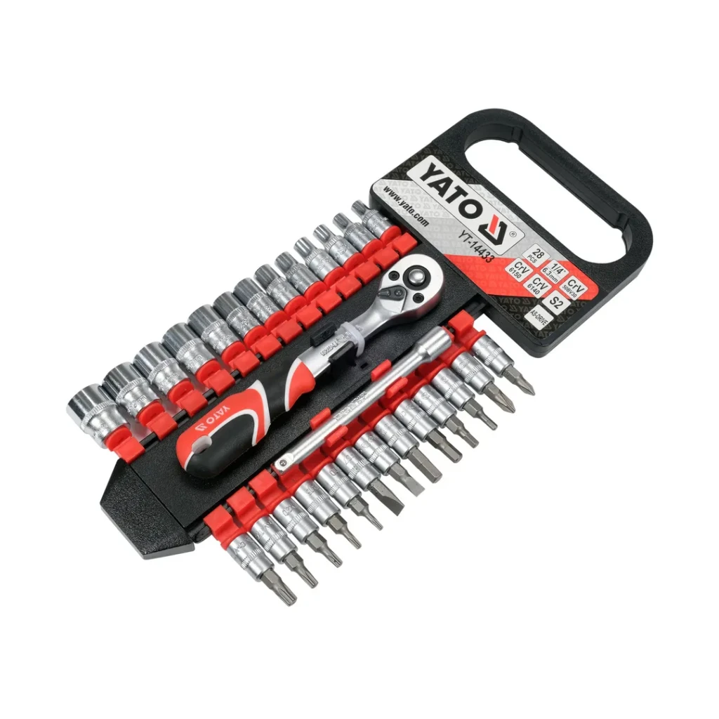 Set de chei tubulare cu clichet 1/4" as-drive 4 - 13 mm 28 buc. yato 2