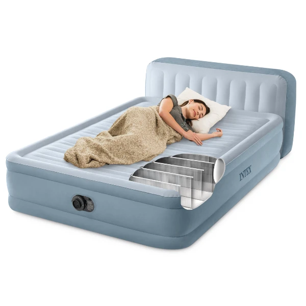 Intex saltea velur 152x236x86cm cu spatar si pompa, plush 2
