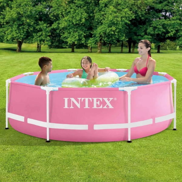Intex бассейн pink metal frame 244х76см, 2843л, металлический каркас 11