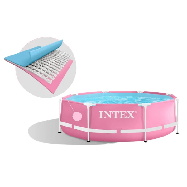 Intex бассейн pink metal frame 244х76см, 2843л, металлический каркас 8