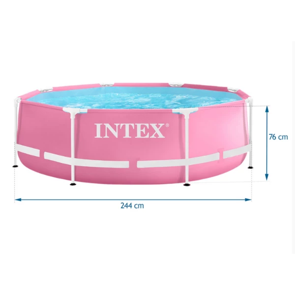Intex бассейн pink metal frame 244х76см, 2843л, металлический каркас 10