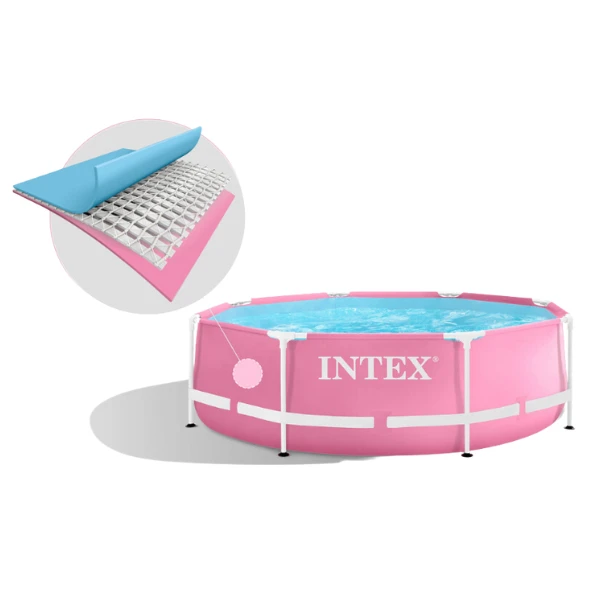 Intex бассейн pink metal frame 244х76см, 2843л, металлический каркас 7