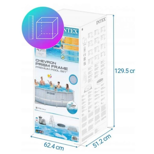Intex, chevron prism frame premium pool, 488 x 122 см, 19156л, металлический каркас 4