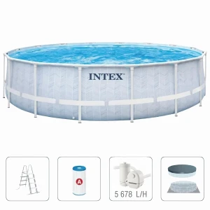 Intex, chevron prism frame premium pool 488 x122 cm, 19156 l, cadru metalic