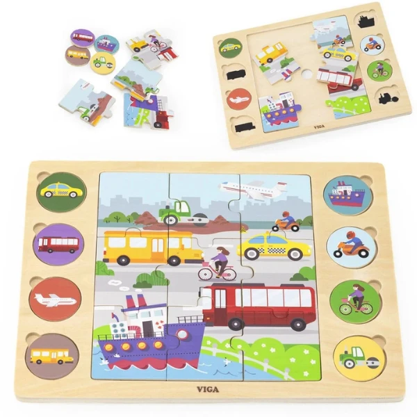 Puzzle din lemn "transport" 9 elem. 4