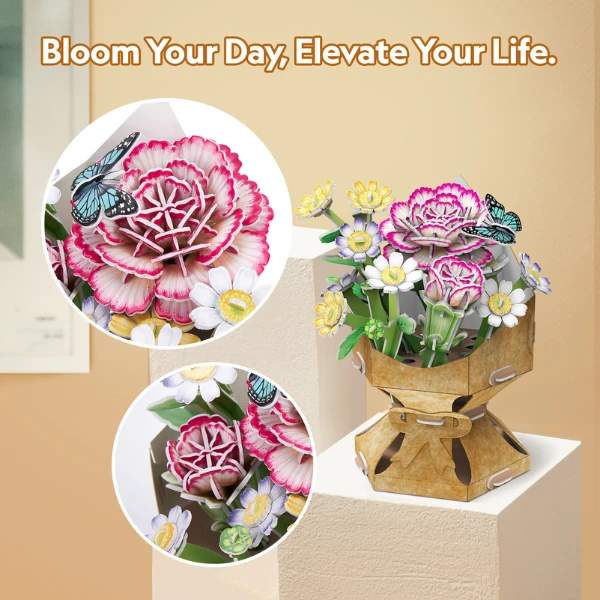 3d puzzle "buchet de flori – garoafă", 134 elem. 7