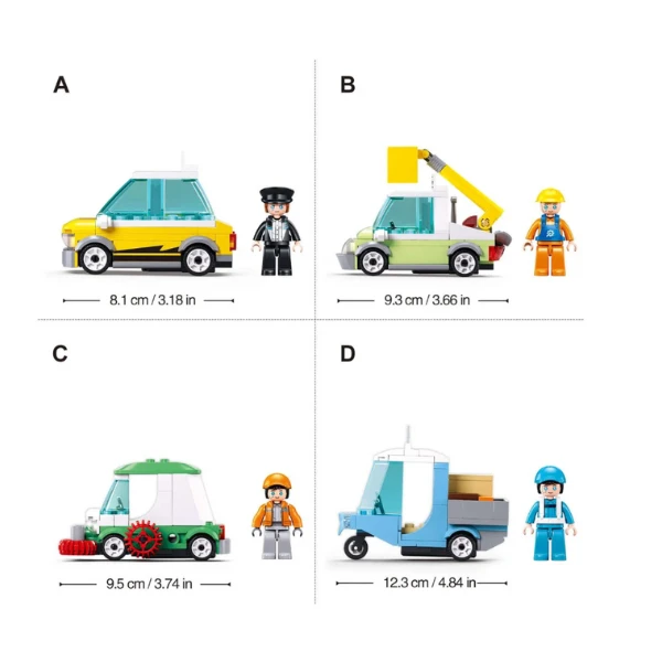 Set de construcție "servicii urbane", 4 modele, de la 94 pînă la 105 elem. 6