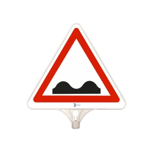 Indicator rutier triunghiular "drum cu denivelări" 35 x 43 cm alb mfk