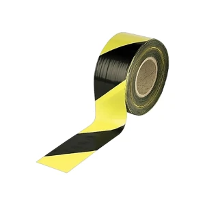Bandă de avertizare 7 cm x 200 m negru/galben