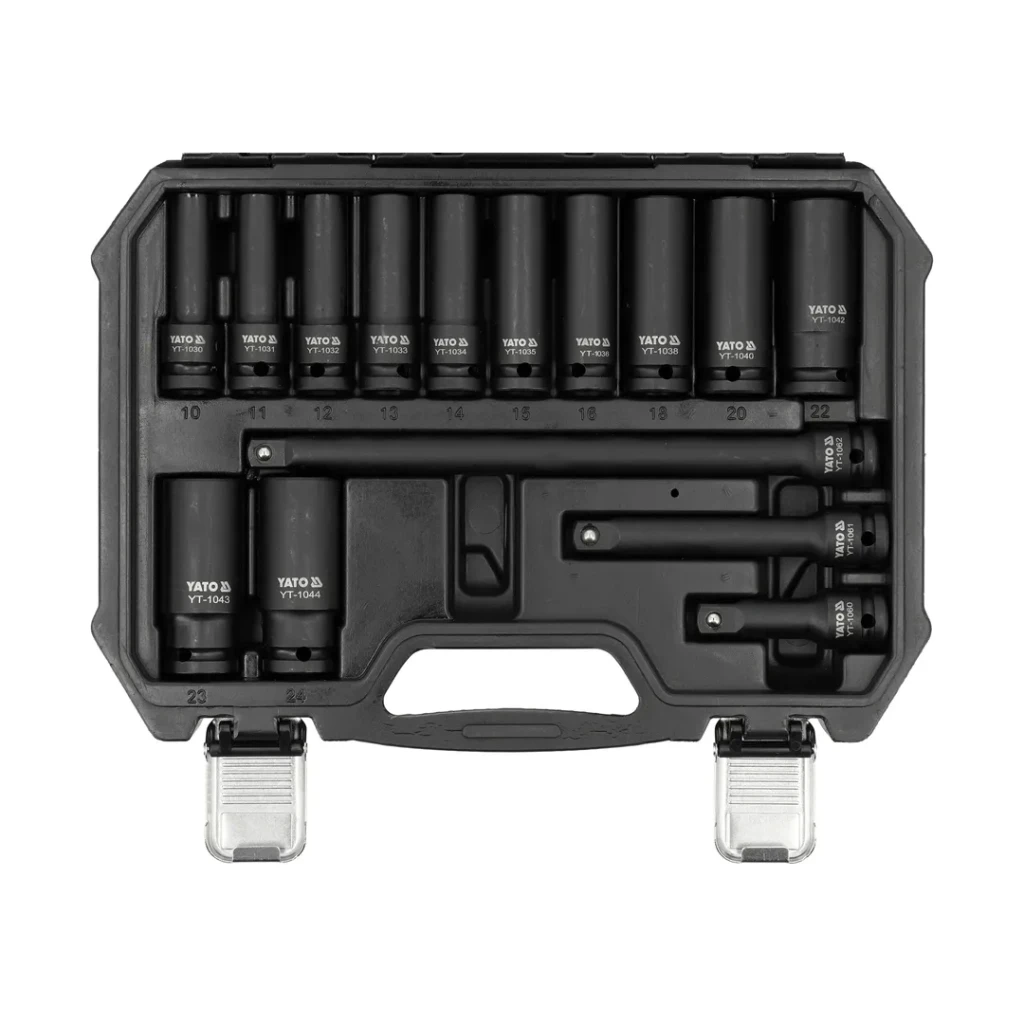 Набор длинных ударных головок шестигранный 18 шт. as-drive 10 - 24 мм 1/2" (12.7 мм) yato 3