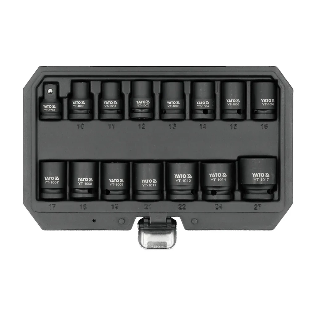 Набор коротких ударных головок шестигранный 15 шт. as-drive 10 - 27 мм 3/8" - 1/2" yato 2