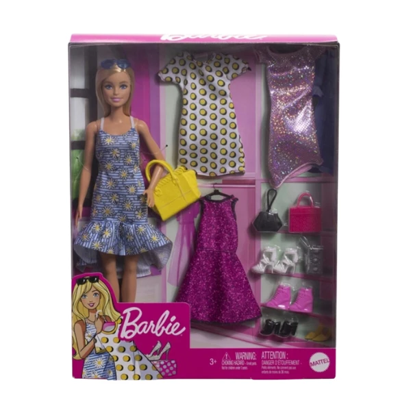 Păpușă barbie cu 4 ținute 3