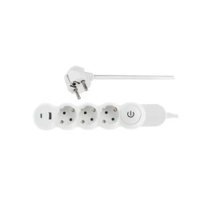 Prelungitor cu împământare și întrerupător 3 prize + 2 usb 3 m 16 a scame