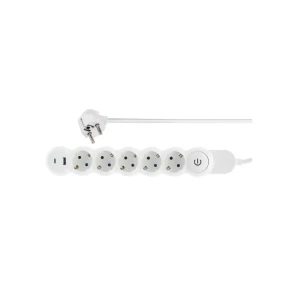 Prelungitor cu împământare și întrerupător 5 prize + 2 usb 3 m 16 a scame
