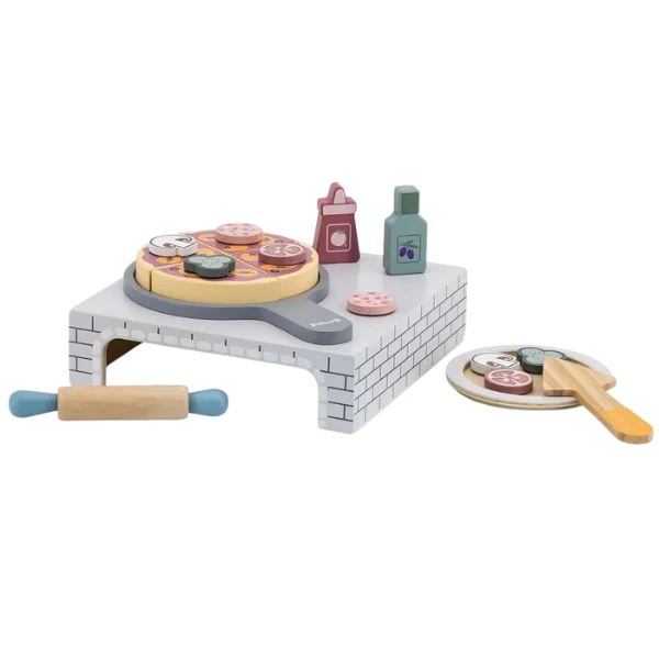 Set de joc din lemn "pizzerie", 19 piese 2