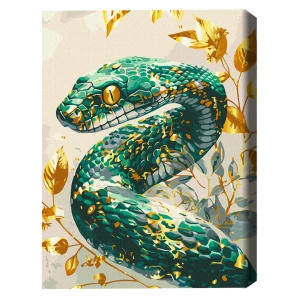 Картина по номерам 40×50 см (в упаковке) - смарагдовая змея с металлизированными цветами Thumbnail 2