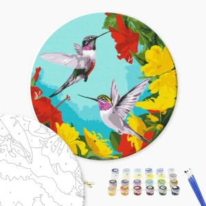 Pictură pe numere d 30 сm (fără cutie) – colibri în flori (m) Thumbnail 2