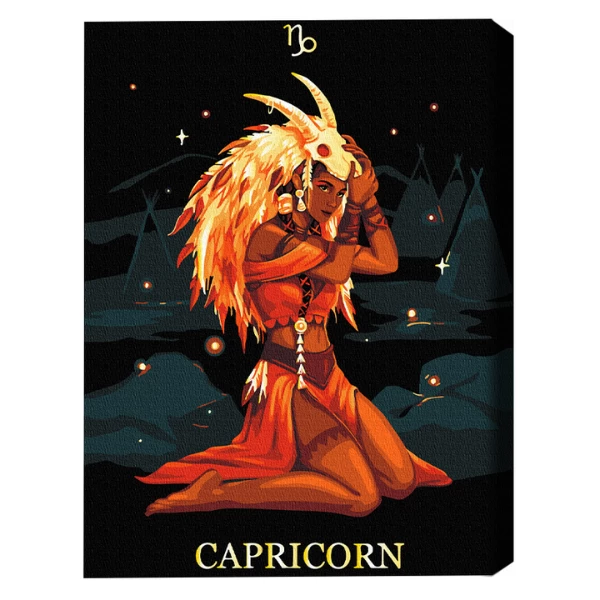 Pictură pe numere 40*50 сm (pânză neagră/fără cutie) – capricorn 2