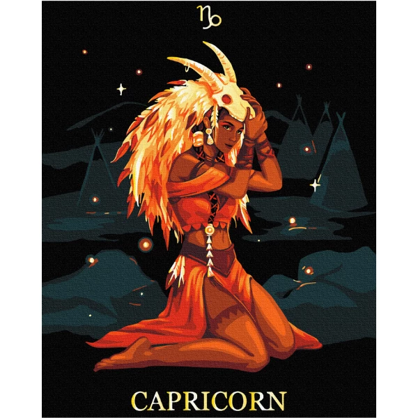 Pictură pe numere 40*50 сm (pânză neagră/fără cutie) – capricorn 4