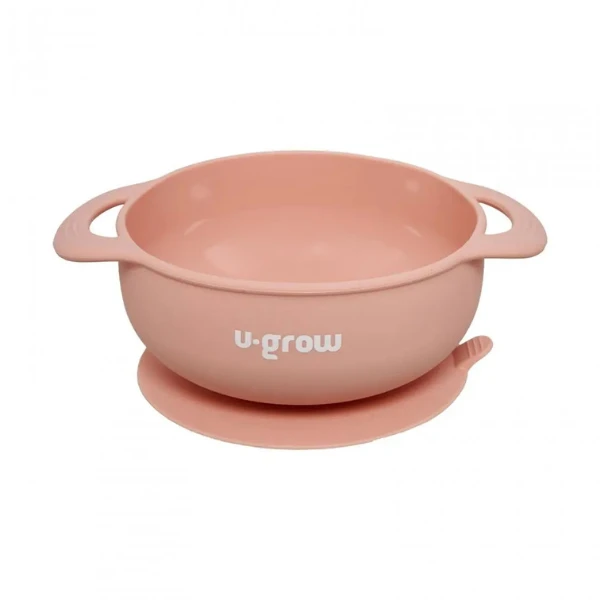 Set diversificare 5 piese din silicon: bavetă, bol, farfurie, linguriță și furculiță, roz 5
