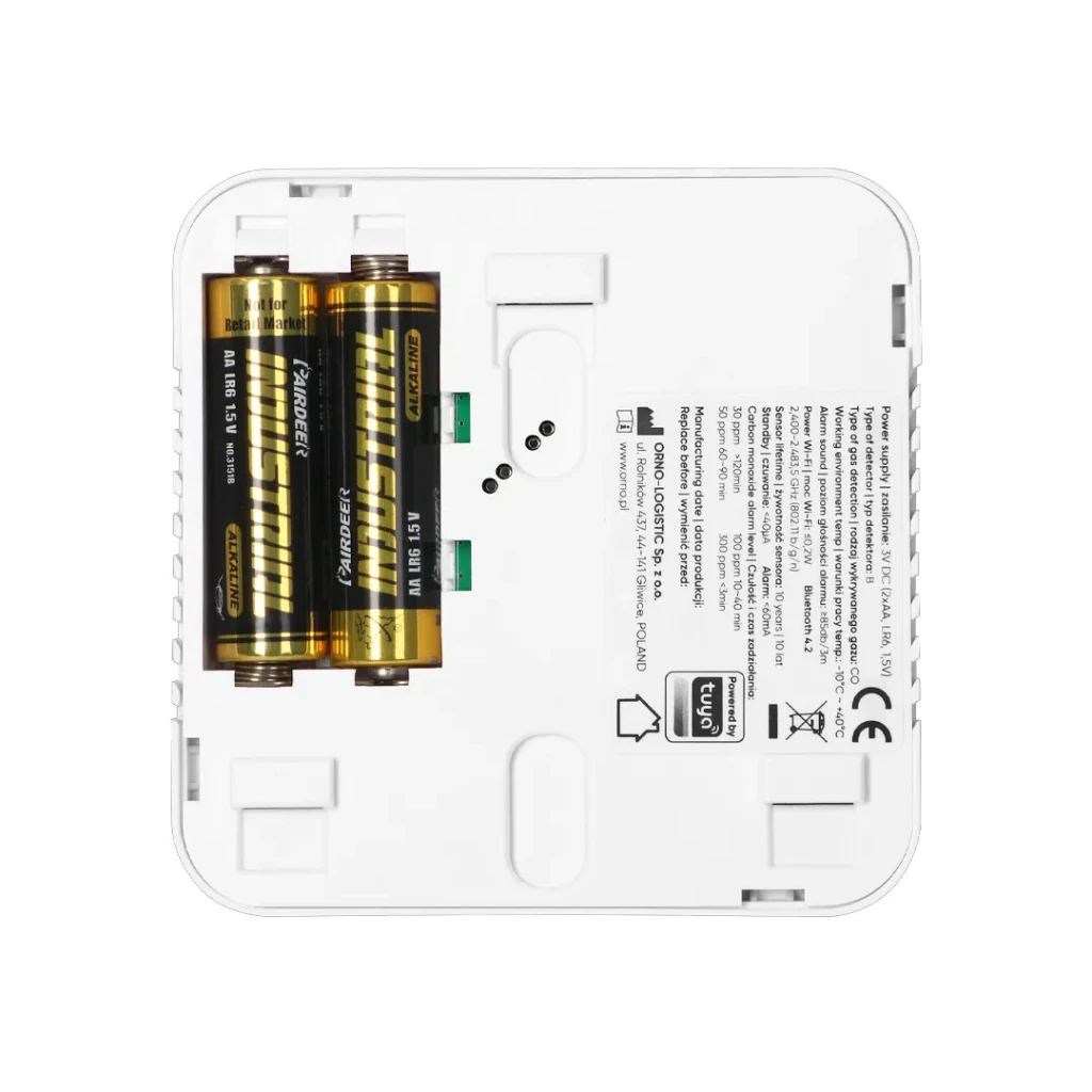 Detector de monoxid de carbon inteligent 85 db 3 v dc monoxid de carbon orno 3