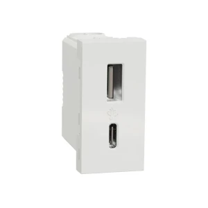 Модульная розетка unica studio 2.4 a 220 - 240 в белый schneider-electric