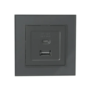 Двойная розетка usb a + type c alfa 220 - 240 в антрацит elmos