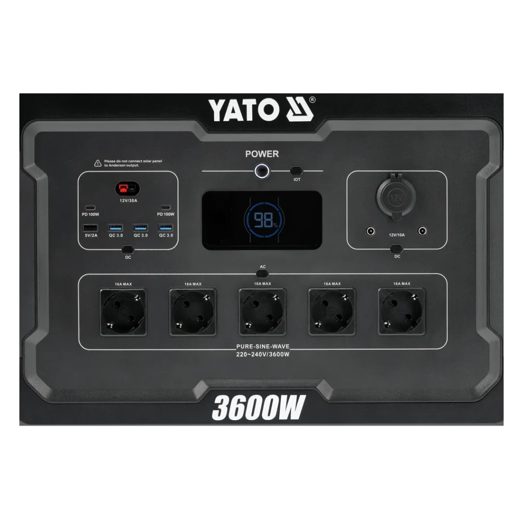 Портативная зарядная станция 12/230 в 3600 вт yato 4