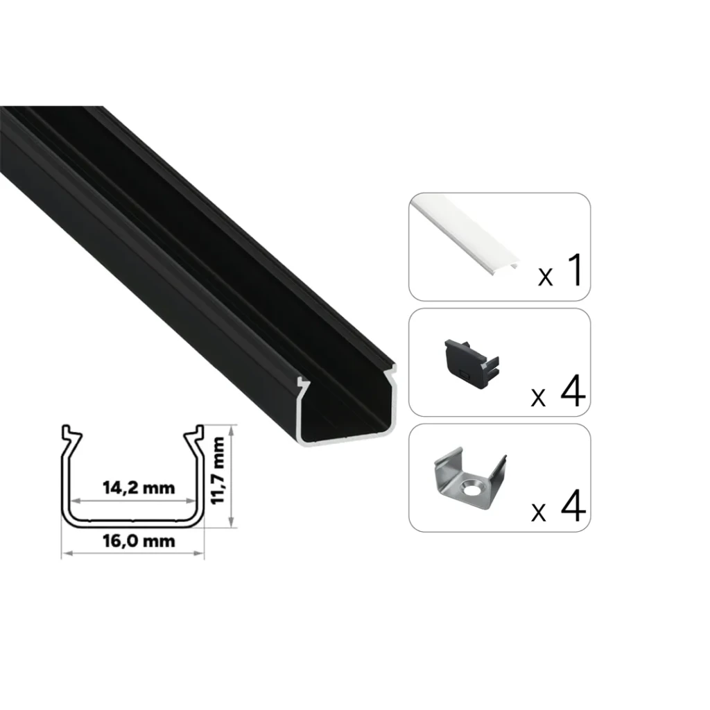 Profil din aluminiu cu dispersor tekkni hom 3000 x 16 x 11.7 mm lumines 3
