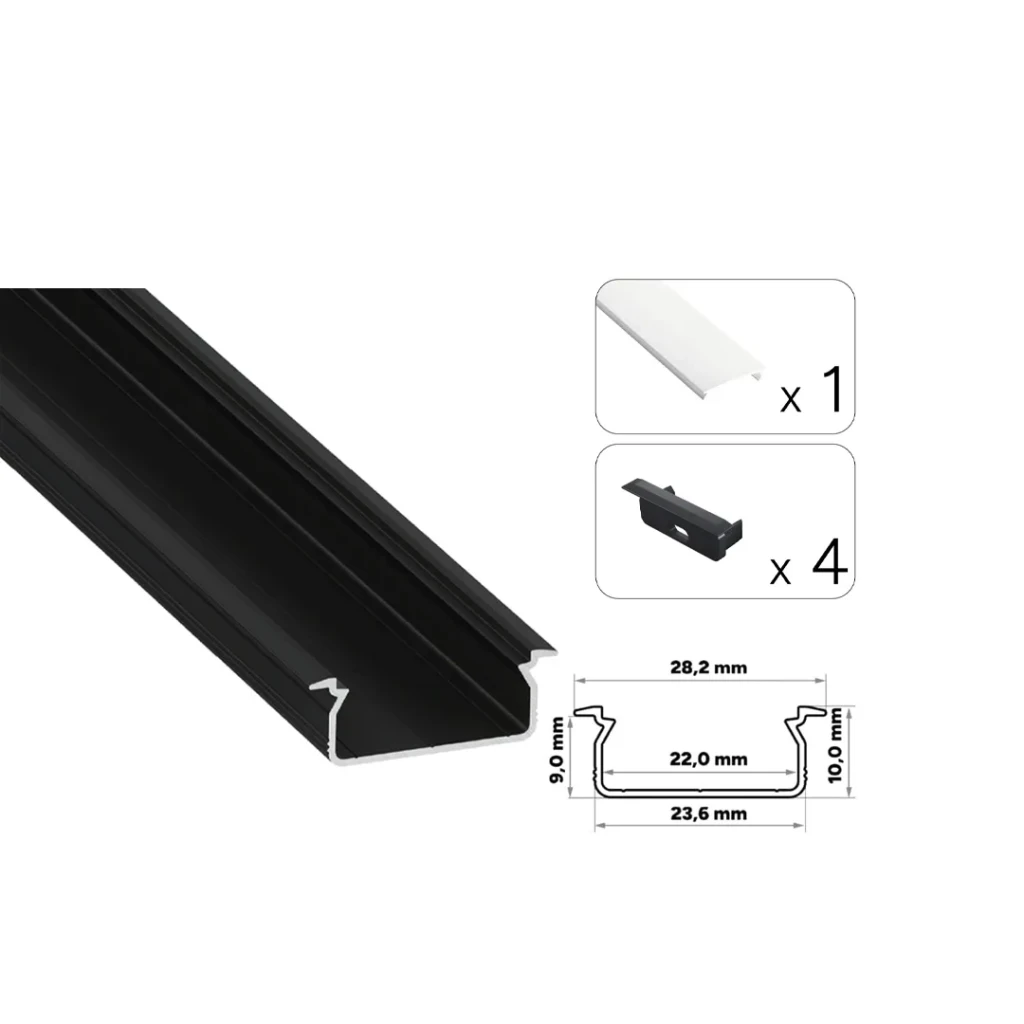 Profil din aluminiu cu dispersor tekkni tved 2020 x 28.2 x 10 mm lumines 3