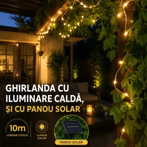 Ghirlanda cu panou solar, iluminare calda (ja3561)