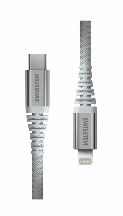 Data cablu swissten kevlar usb-c / lightning c 1.5m white 2