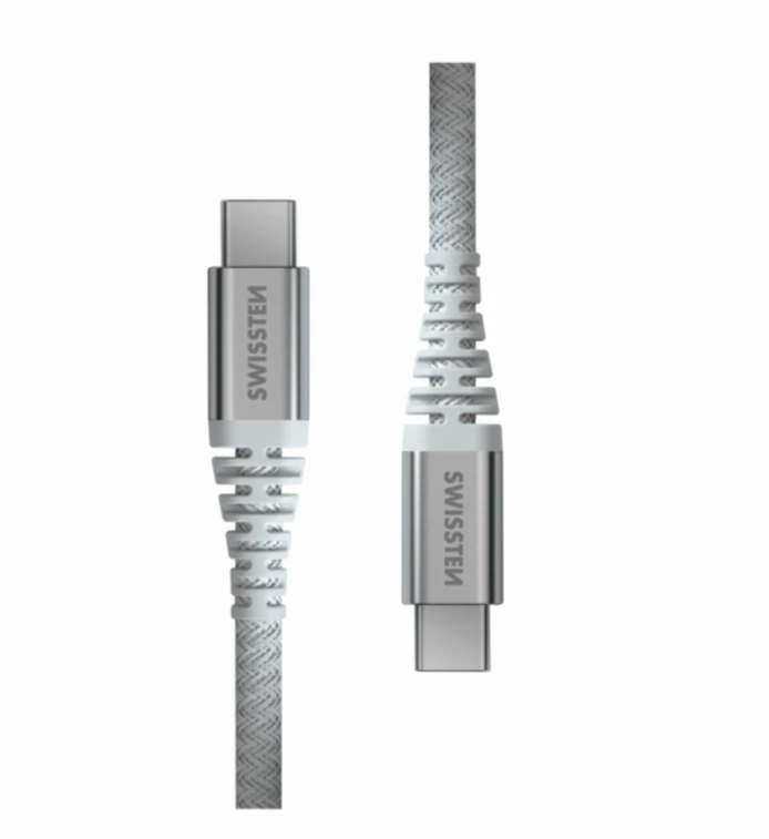 Data cablu swissten kevlar usb-c / usb-c 1.5m white 2