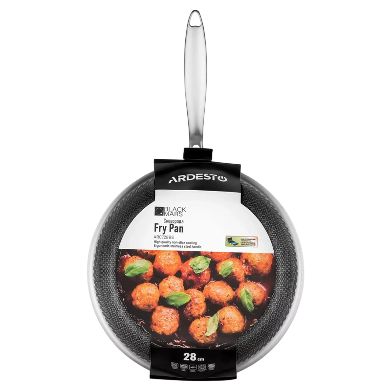 Tigaie ardesto ar0728bs, 28cm, oțel inoxidabil | negru 4