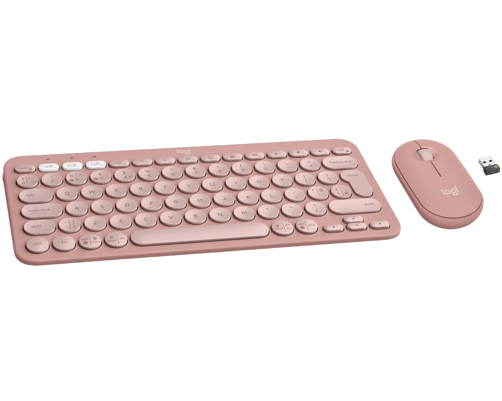 Set tastatură + mouse logitech pebble 2 combo, fără fir, roz 3