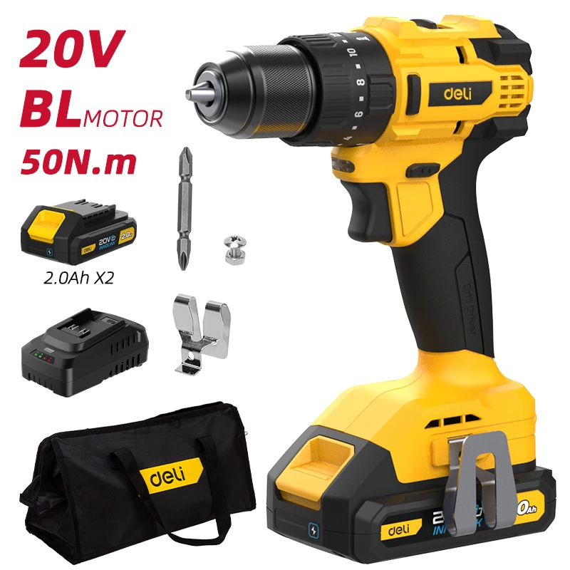 Dc150 mașină de găurit fără fir litiu-ion 20v 50nm 2.0ah*2 deli 4