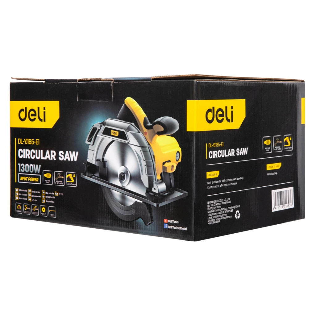 **циркулярная пила deli 1300 вт, 7-1/4" (185 мм), диск 24t** 2