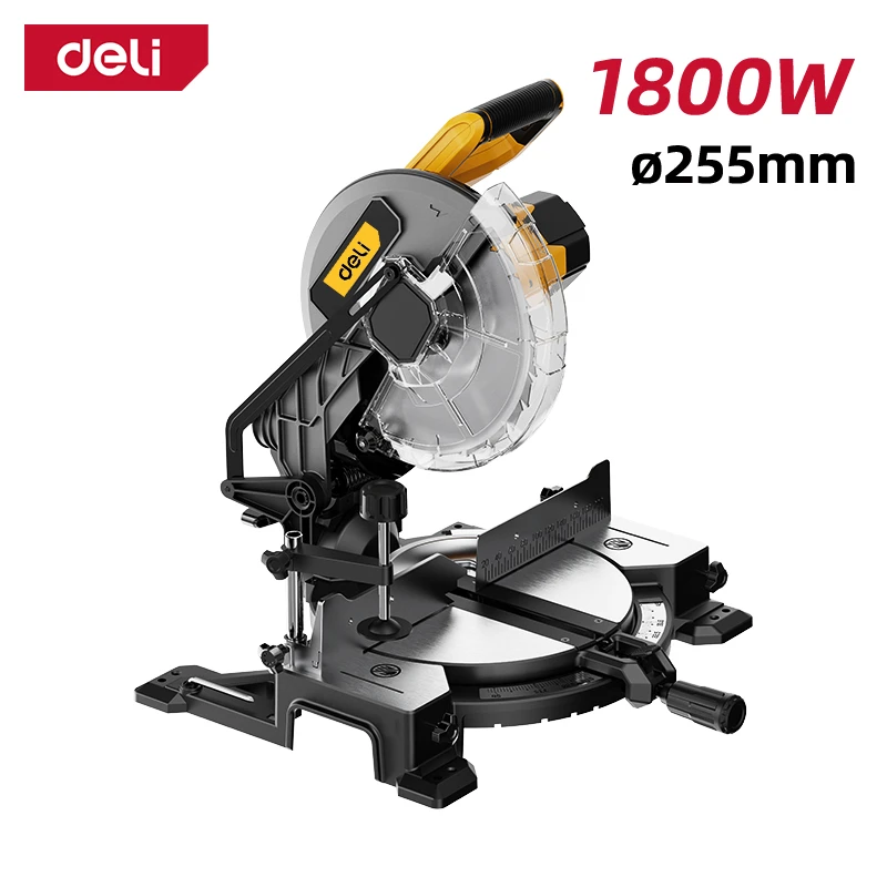 **dc574 торцовочная пила deli 1800 вт, 255 мм, yellow** 2