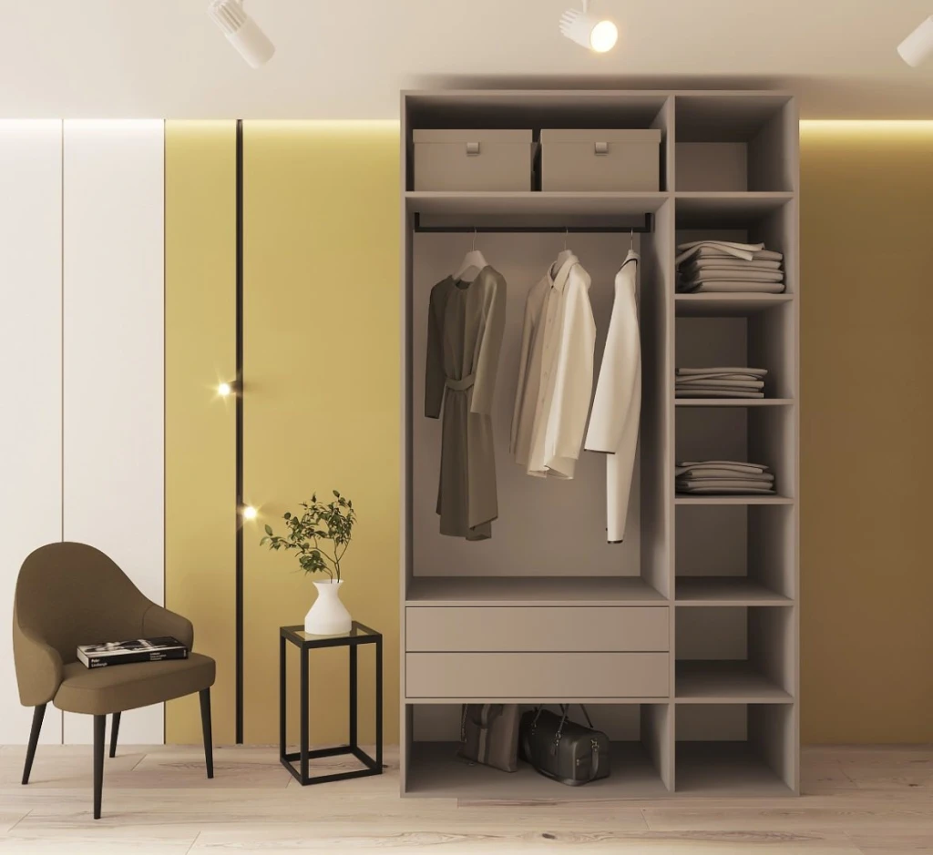 Шкаф для одежды распашной bayro modena 1350x2400x530 серый камень 3