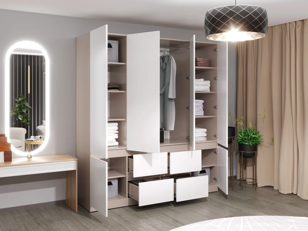Dulap pentru haine bayro harmony 2000x2200x550 cu sertare gri piatra 2