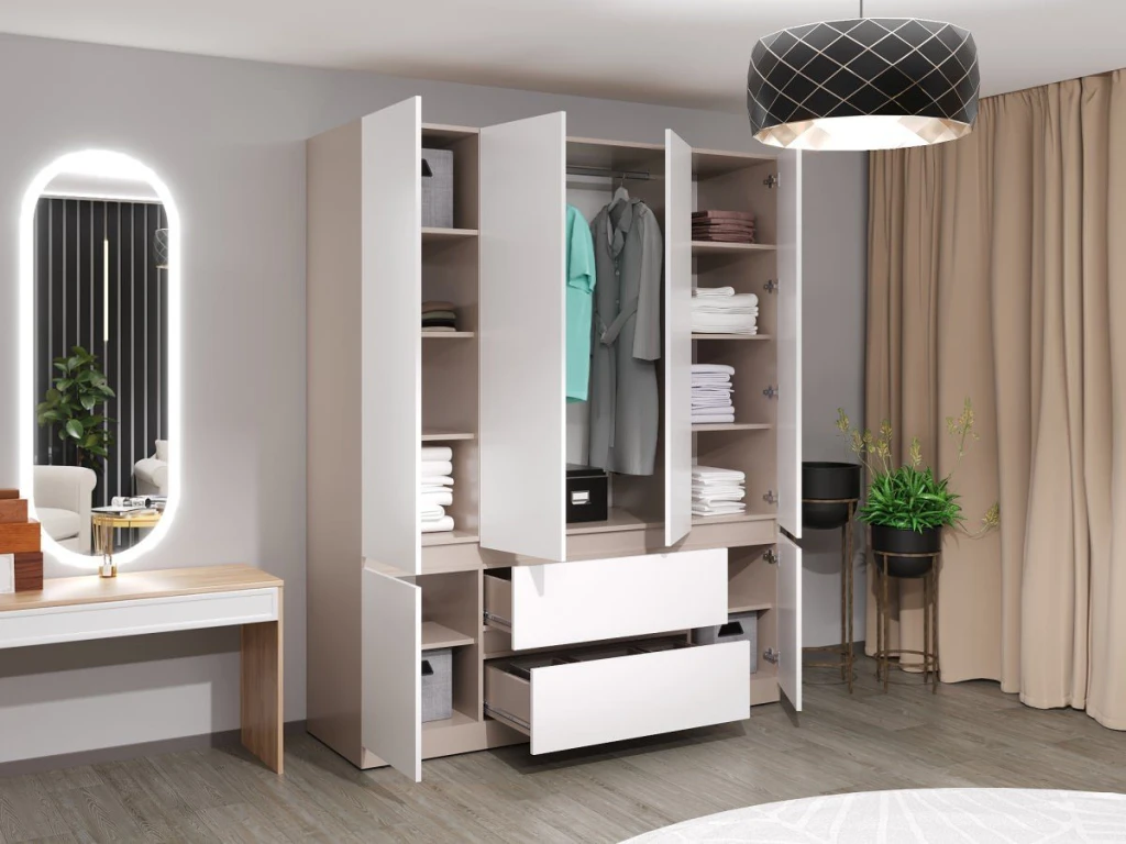 Шкаф для одежды распашной bayro harmony dulap pentru haine bayro harmony 1800x2200x550 cu sertare gri piatra 2