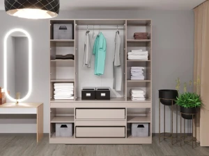 Шкаф для одежды распашной bayro harmony dulap pentru haine bayro harmony 1800x2200x550 cu sertare gri piatra Thumbnail 3