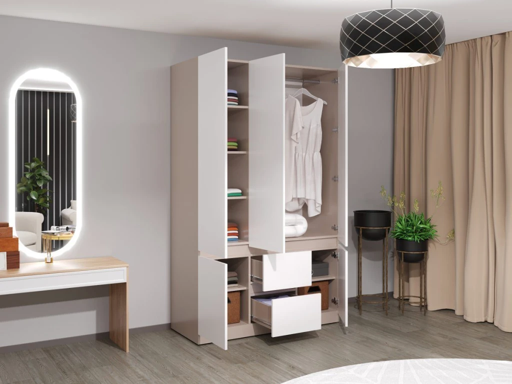 Шкаф для одежды распашной bayro harmony dulap pentru haine bayro harmony 1350x2200x550 cu sertare gri piatra 2